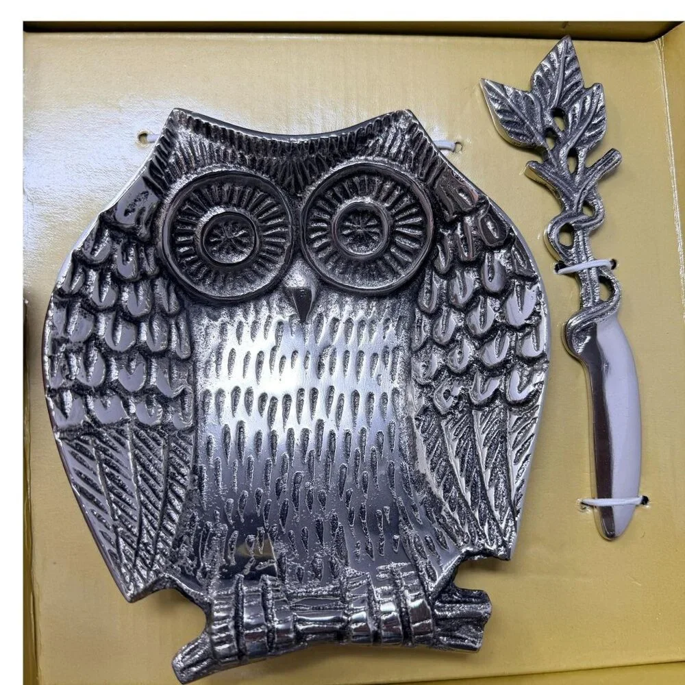 Unused‎ Biltmore Metal Owl Tidbit Server with Matching Spreader